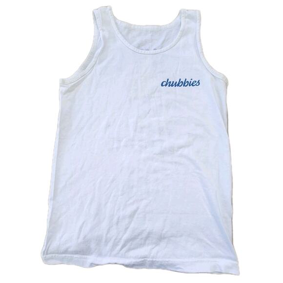 Chubbies Sleeveless Muscle Tee T-Shirt Tank Top Mens White Graphic Beach Size M - Picture 3 of 5